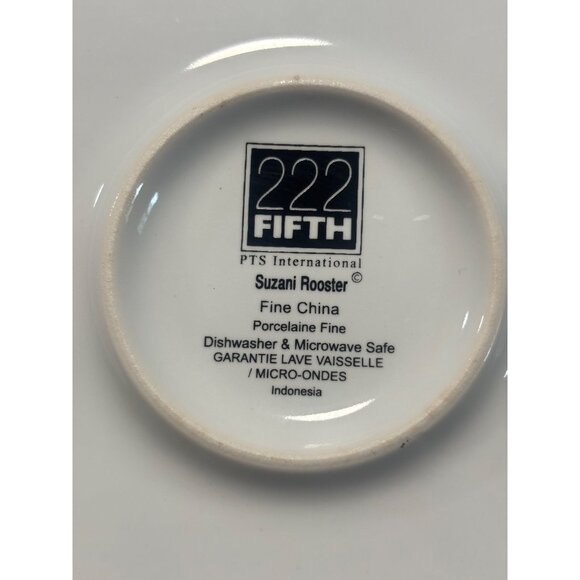 222 Fifth Suzanni Rooster Dinner Plates Set Of 5 Hand Painted Porcelain - Picture 6 of 9